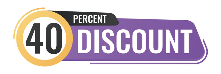 40 percent off. Colorful icon. Blog management, blogging and writing for website. Concept poster for social networks, advertising, banner