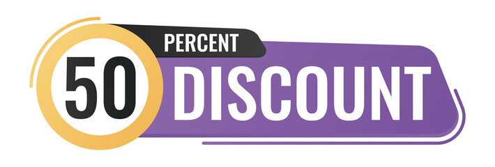 50 percent off. Colorful icon. Blog management, blogging and writing for website. Concept poster for social networks, advertising, banner