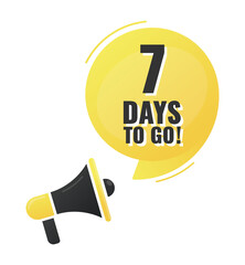 Number 7 of days left to go. Badge with, sale, landing page, banner.