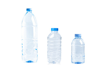 Plastic water bottle isolated on white background.
