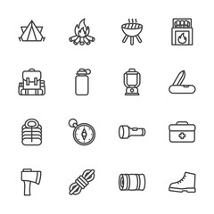 camping equipment icon, vector icon sets. - obrazy, fototapety, plakaty