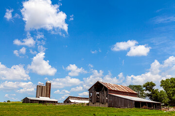 American White Barn with Blue Sky