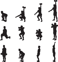 Female athlete with a dumbbell silhouettes