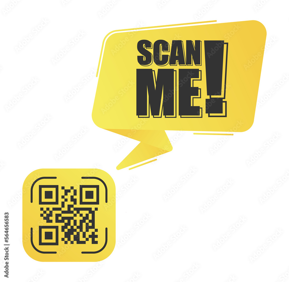 Wall mural qr code scan me in speech bubble, scan me concept, icon.