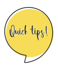 Quick tips comic speech bubble in pop art style. Comic speech. Dialog window. Yellow banner for sale.