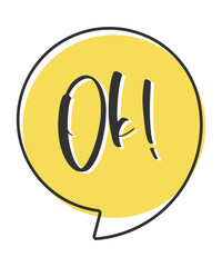 Ok sign comic speech bubble in pop art style. Comic speech. Dialog window. Yellow banner for sale.