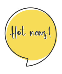Hot news comic speech bubble in pop art style. Comic speech. Dialog window. Yellow banner for sale.