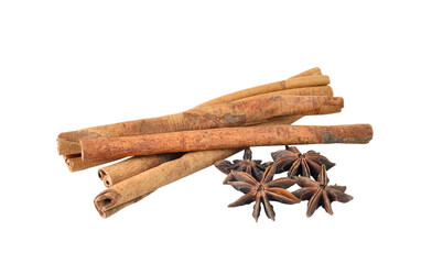 Anise and cinnamon isolated on    transparent png