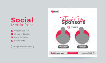 Sponsor seminar social media instagram post web banner template