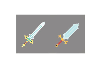 Pixel Swords Icon. Vector sword designs and transparent background. Pixelated Stock Illustration.	
