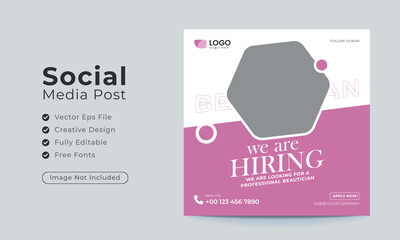 We are hiring job vacancy social media post or square web banner template design