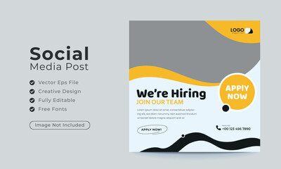 We are hiring job vacancy social media post or square web banner template design