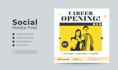 Career opening social media post design template