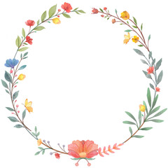 Hand drawn watercolor gentle floral wreath, Cute hand drawn floral wreath watercolor clipart transparent png