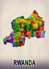 Rwanda Map in Watercolor