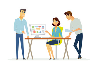 Office scene - cartoon people character illustration