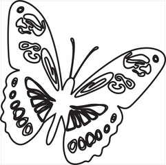 Vector, Image of butterfly icon, Black and white color, with transparent background.