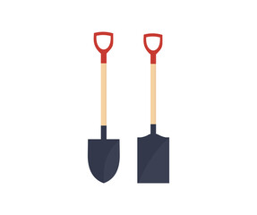 Shovel tool set. Steel shovel tool. Work gardening, agriculture garden, spade equipment, dig farm logo design. The concept of digging. Farming spade. Shovel for digging and construction vector design 
