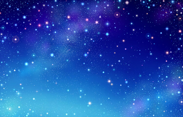 Naklejka na ściany i meble Illustration of starry sky with colorful stars