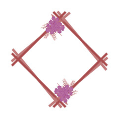 rhombus frame with purple flower