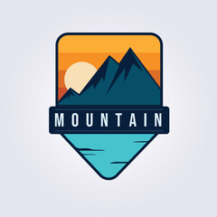 mountain adventure sunset logo vector illustration design
