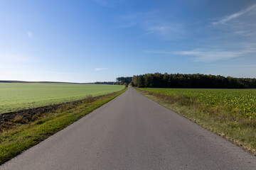 A straight highway without cars