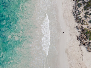 Fototapeta na wymiar Beautiful Dawn Beach from above - Aerial beach 