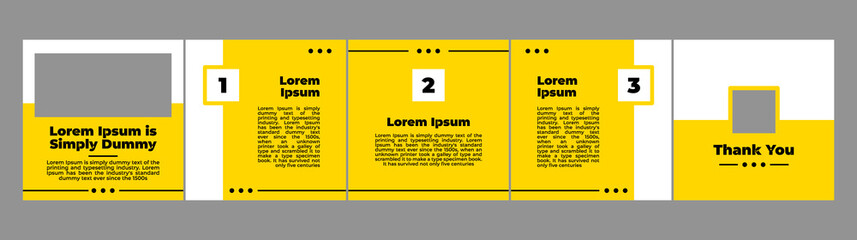 carousel layout mockup template for social media post with yellow color theme
