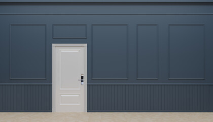Obraz na płótnie Canvas Door way with digital locking on wood door. Digital door handle with wood white door panel.