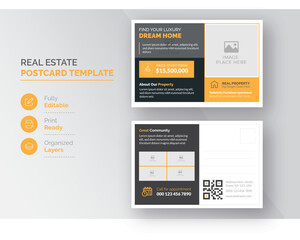 Postcard Template | Real Estate Postcard Template | Business Promotional Postcard for Corporate Advertisement | Easy to Edit