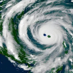 Satellite view of the eye of a hurricane (a.i. generated)