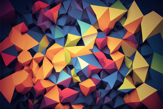 Abstract Delaunay Voronoi trianglify background. Generative AI