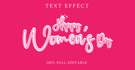 Vector women's day text effect, full editable text effect, 8 march