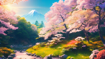 Japan, wabi sabi, a bright and foxy , illuminated by the shining sun
