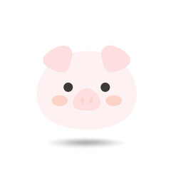 Obraz na płótnie Canvas Pig face, animal face cute emojis, stickers, emoticons.