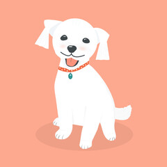 Vector cute  Maltese. puppy, dog. fluffy funny isolated