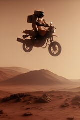 astronaut riding a motorcycle on mars - generative ai