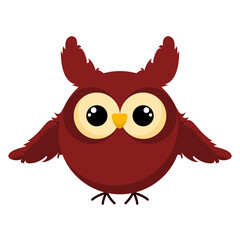 Cute brown owl sitting on a white background