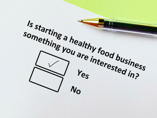 Fototapeta premium Questionnaire about food manufacturing
