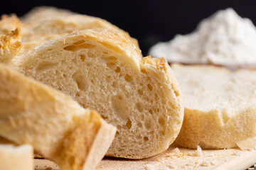 Sliced wheat loaf of fresh bread