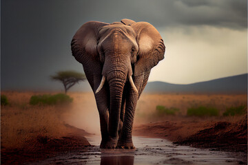 Fototapeta na wymiar Elephant created using MidJourney generative AI