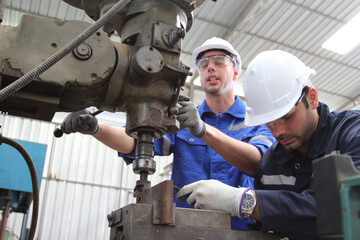 Machine repair engineer or machine maintenance industrial plant concept
