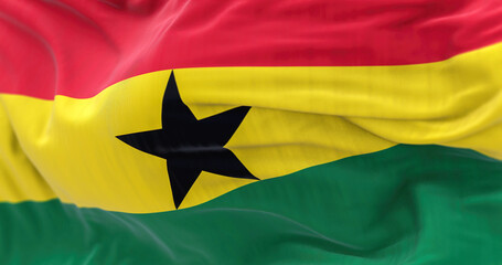 Close-up view of Ghana National flag waving