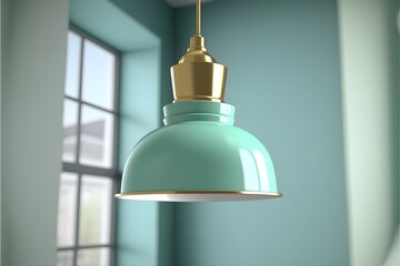  Pendant light hotel mockup, white glass wall, lamp, house interior design, and bathroom. generative ai.a simplistic and stylish loungeroom , warm white color, photorealistic 