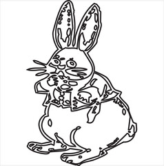 Fototapeta na wymiar Vector, Image of rabbit icon, black and white, with transparent background.