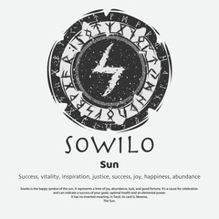 Viking Sowilo rune dark circle shield