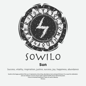Viking Sowilo rune dark circle shield