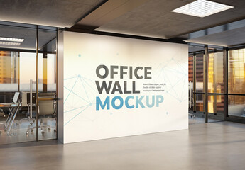 Blank Office Wall Interior at Sunset Mockup