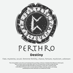 Viking Perthro rune dark circle shield