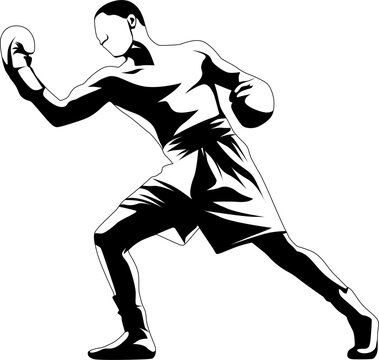 recommend clip art: a silhouette illustration vector of a boxer.